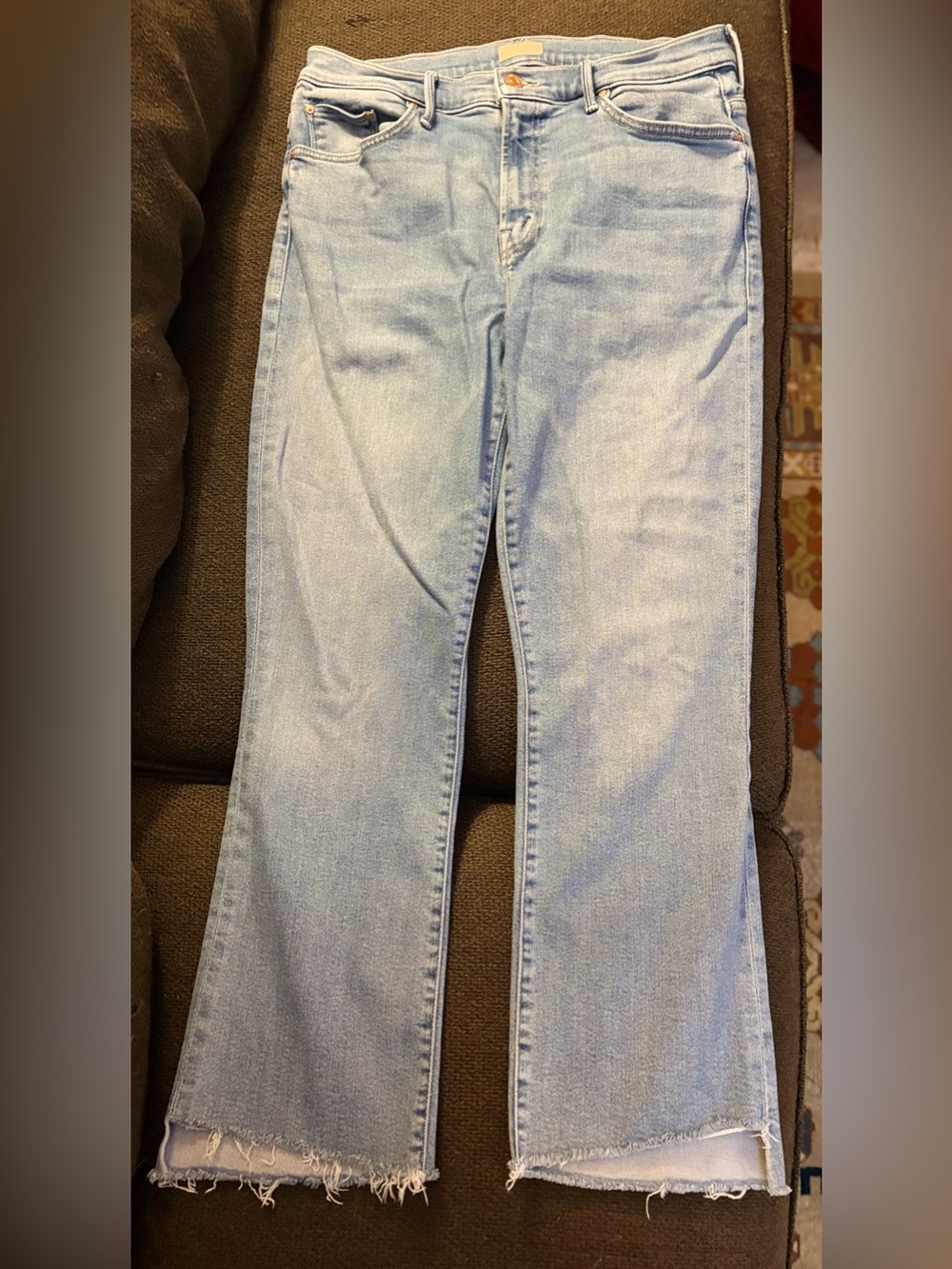 MOTHER Insider Step Fray Crop High-Rise Jeans - Size 32